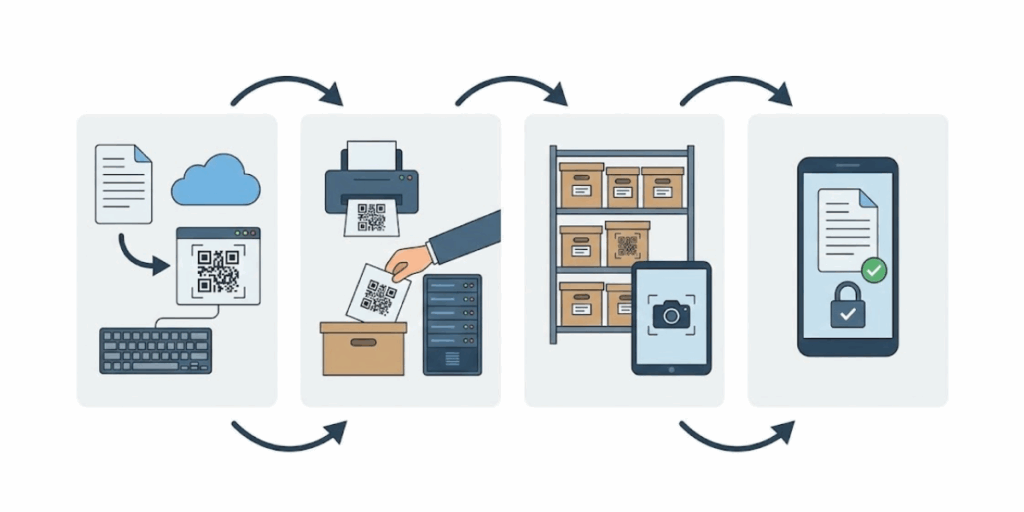 The process of creating a QR Code for storage system.