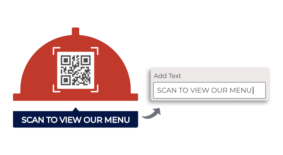 Une trame de code QR en forme de plateau avec le texte «Scan to Afficher le menu» montrant la fonctionnalité pour ajouter CTA pour augmenter les conversions.