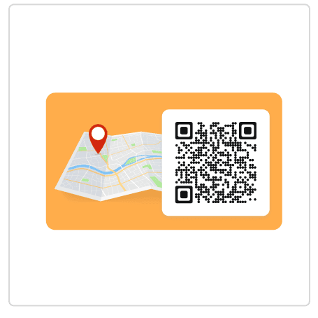 QR Code with a map and location pin frame generated using Scanova's customizable and eye-catching QR frame templates.