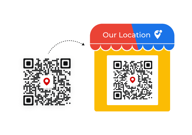 Google Maps QR code with a decorative ‘Our Location’ frame to elevate the visual aesthetics of plain QR codes.