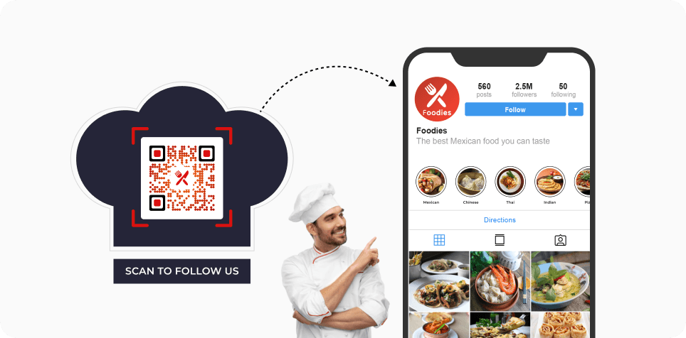 Event attendee scanning a Social Media QR Code to connect with other professionals or brands on social media
