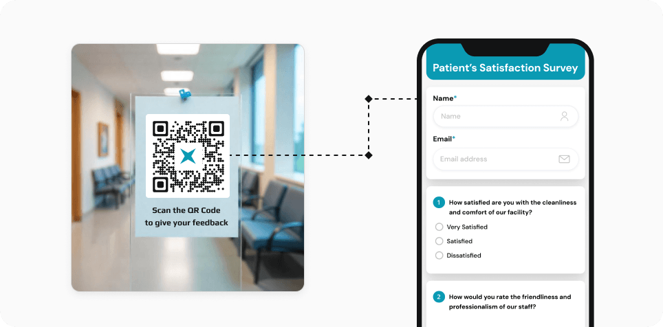 User scanning a QR Code to access the patient satisfaction survey form