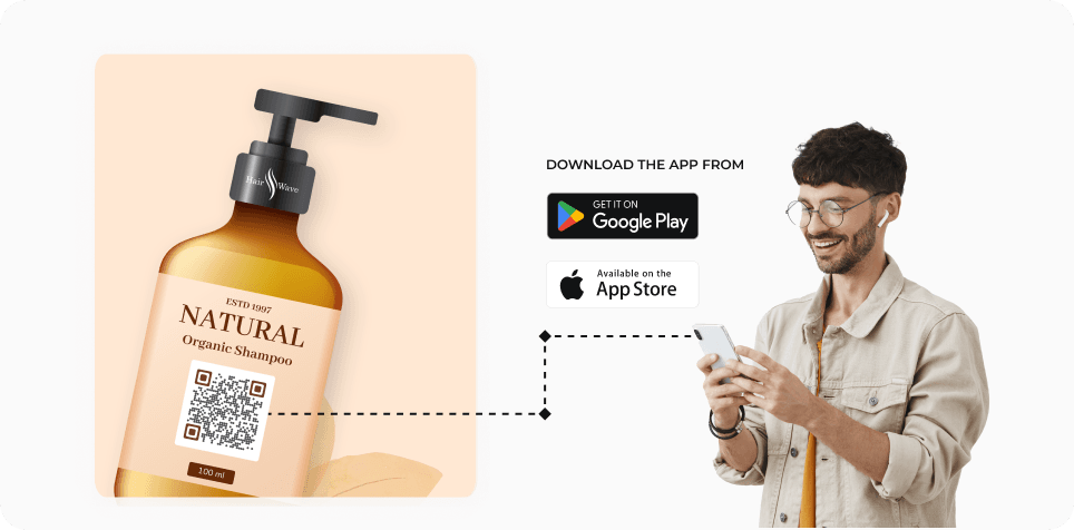 Customer scanning a QR Code on the product packaging to download the app