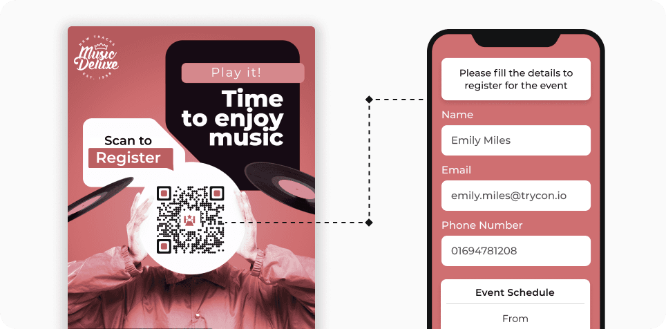 Attendee scanning a QR Code to get event details and register