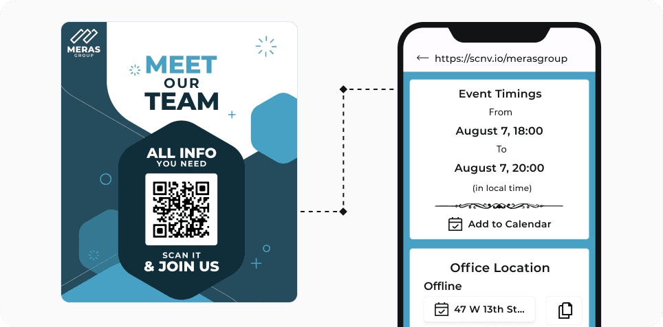 Professional scanning a Event QR Code to access meeting details