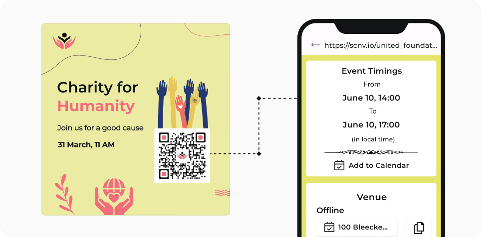 Person scanning an Event QR Code to access more details about the fundraiser event