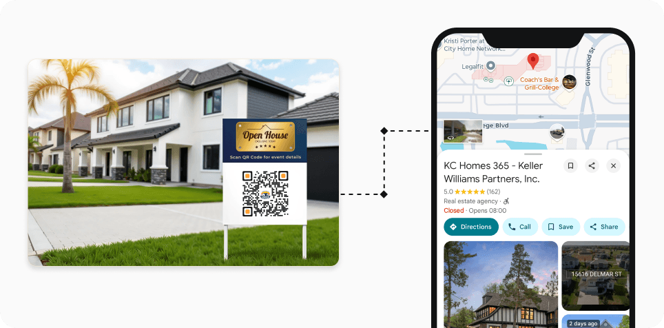 Potential buyer scanning a Google Maps QR Code to get location details of the property they are interested in