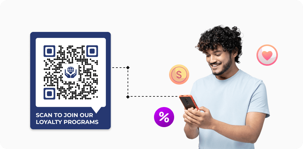 Customer scanning Product QR Code to join the loyalty program