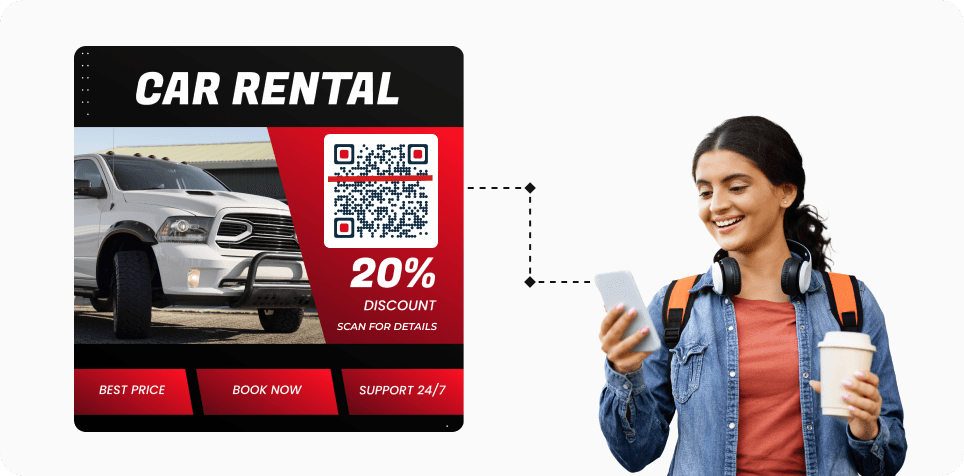 Potential buyer scanning a QR Code to access vehicle-related information