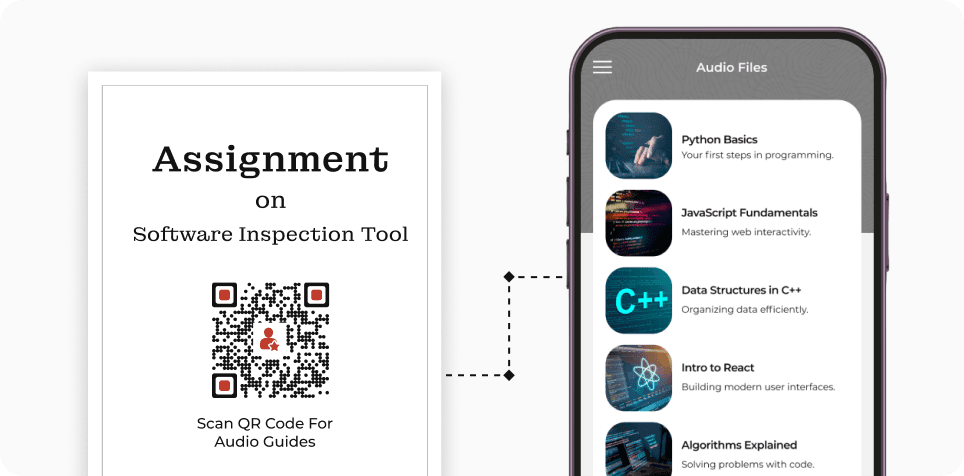 Student scanning an Audio QR Code to get detailed feedback on their assignment