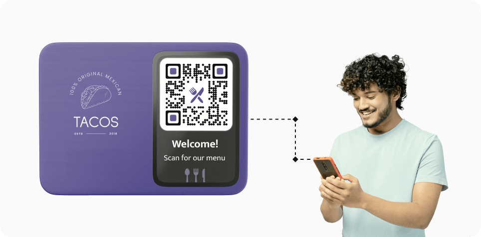 Customer ordering food by scanning a customized Menu QR