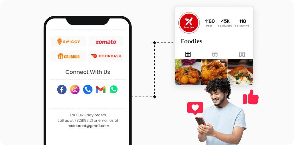 People engaging with a Restaurant on social media by simply scanning a Restaurant QR