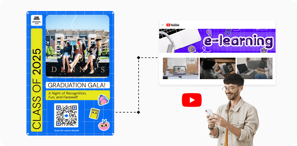 Student scanning a QR Code to know more about the event and follow on social media