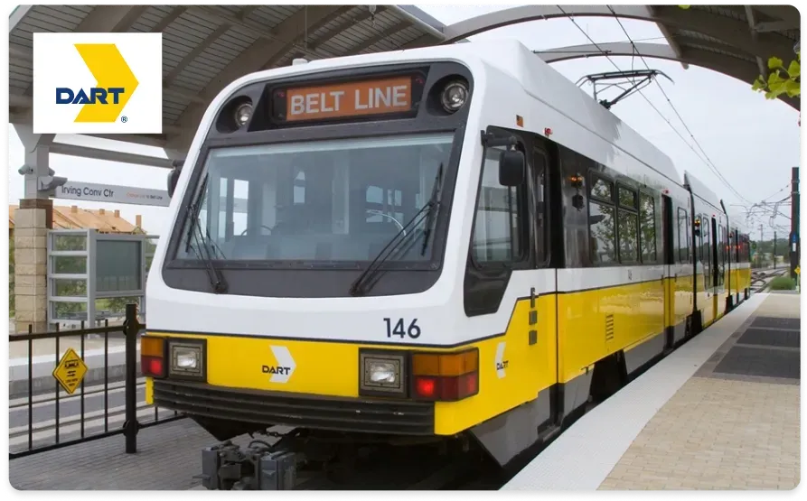 Dallas Metro with DART logo showing how Scanova’s services enhanced passenger experience.