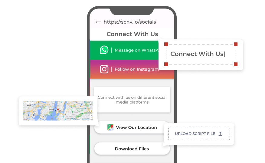 User adding advanced components to their Social Media QR Code landing page