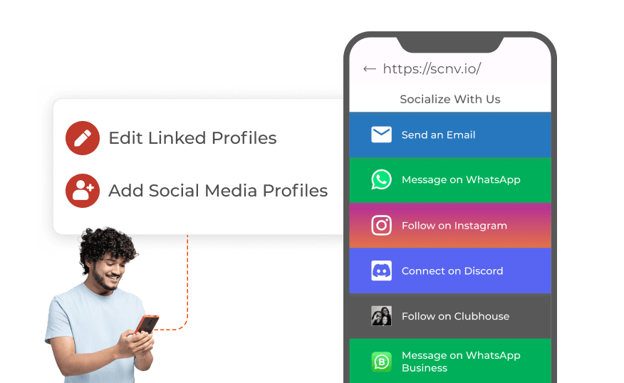 User adding and editing linked social media profiles