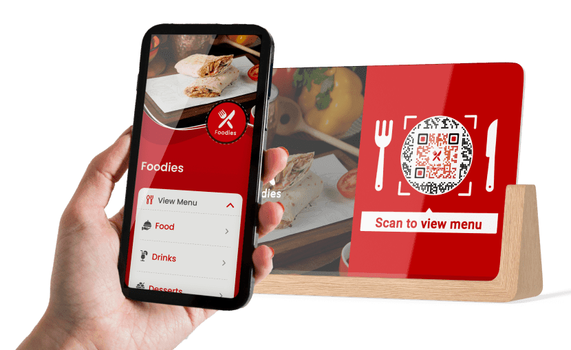A customized QR Code with the call-to-action "Scan to View Menu"