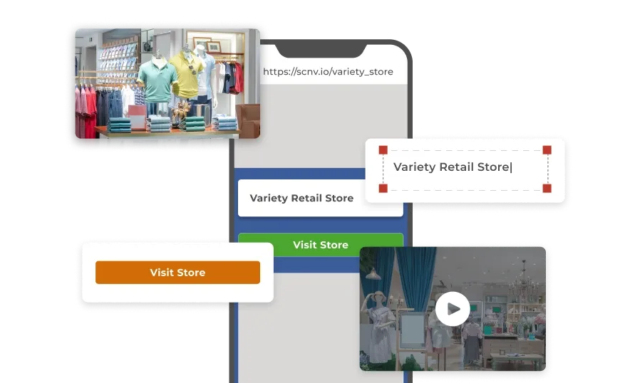 A man exploring QR Codes showing how one code can lead to personalized landing pages, like English and Spanish versions.