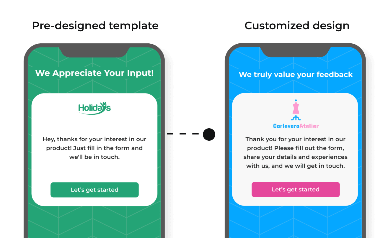 User selecting a pre-designed template from Scanova and then customizing it as per needs