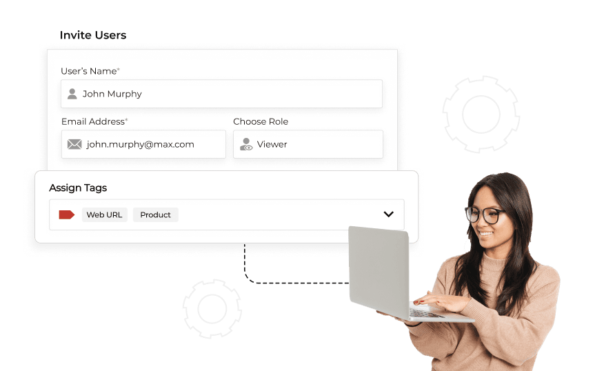 Example of inviting users with Scanova's QR for businesses and restricting their access based on tags ensuring security.