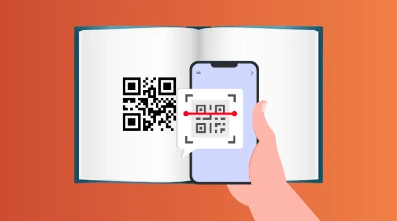 Le code QR de Scanova Scanning Scanova est imprimé sur un manuel.