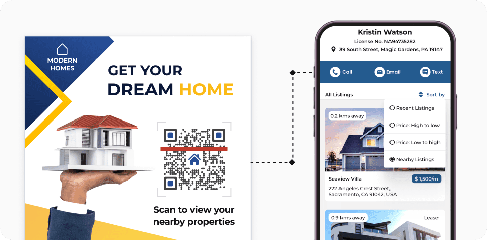 Potential buyer scanning a Real Estate QR Code to access property listings