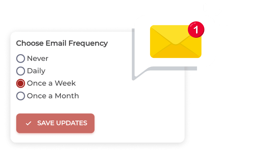 Scanova's QR  tracker showing options to receive analytics reports via email with various frequencies for better decisions.