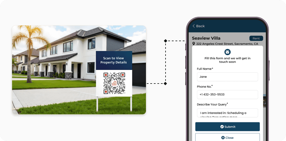 Potential buyer scanning a Real Estate QR Code to participate in an open house event