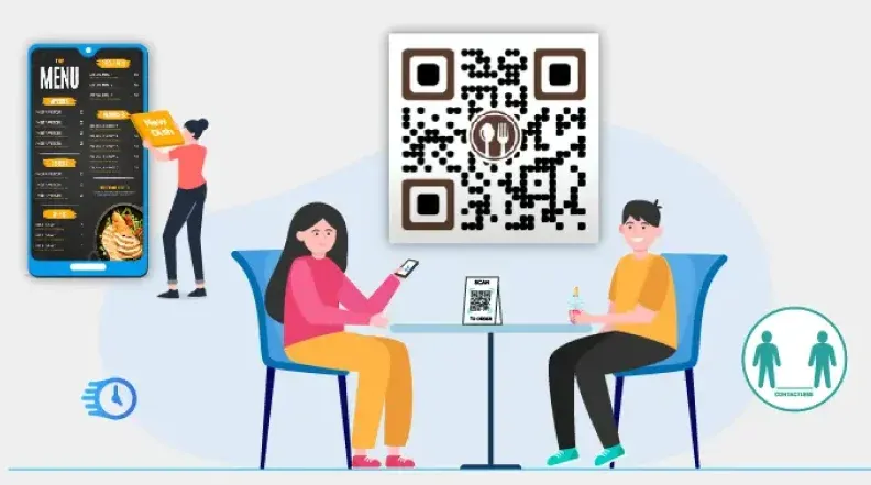 Visual représentant les clients accéder en toute sécurité à des informations via des codes QR