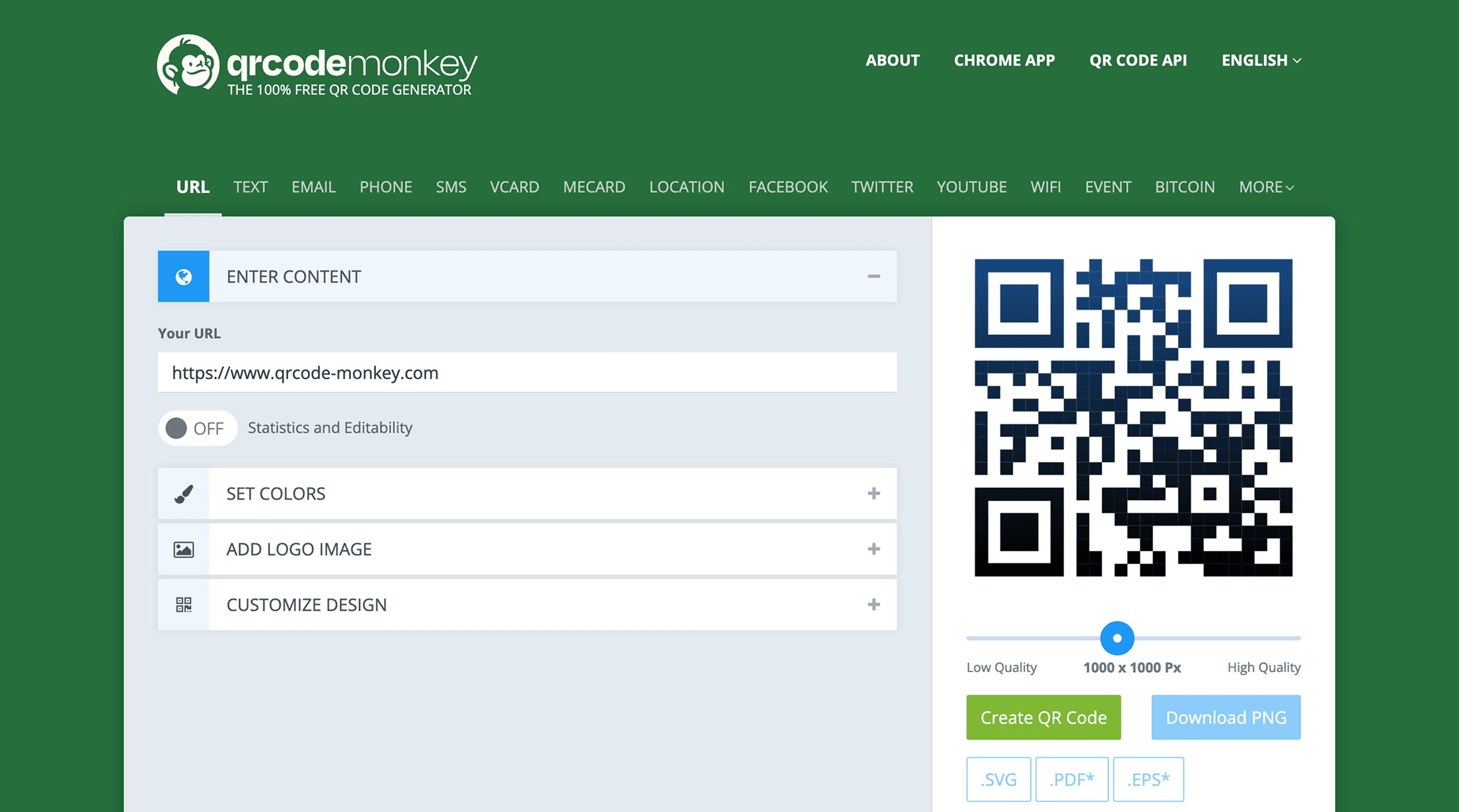 Interface utilisateur de QR Code_monkey