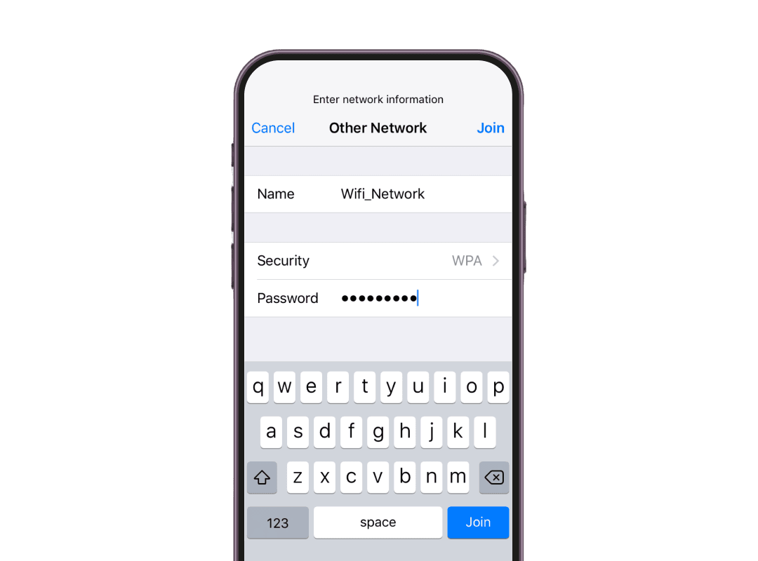 Smartphone Connexion au réseau WiFi spécifié via la numérisation du code QR, assurant un accès réseau instantané via le contenu du code QR.