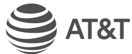 AT & T's Logo, eine große Marke Telekommunikation, die die QR -Code -Management -Tools von Scanova für interaktive Kampagnen verwendet.