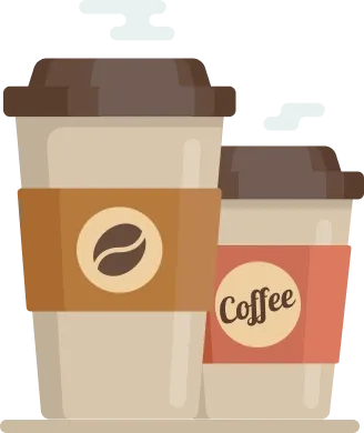 Deux cafés de marque mettant en évidence les prix du fabricant de code QR de Scanova, aussi abordables que deux tasses de café.