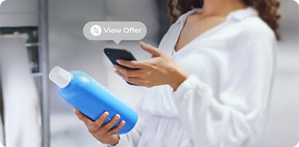 Customer scanning a GTIN QR Code before making a purchase