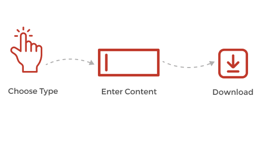 Steps to create a QR code: choose type, enter content, and download, showing how Scanova simplifies QR code generation.